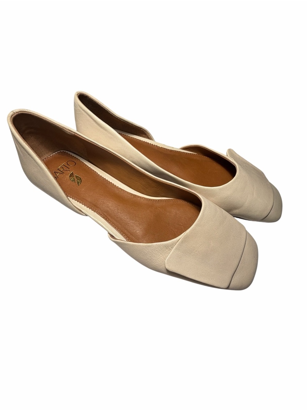 Franco Sarto Women's Cream Leather Square-Toe Leather Flats Sz 8